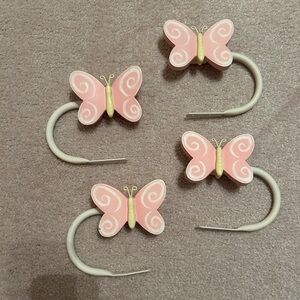 Pink Butterfly Shower Curtain Hooks